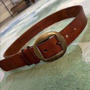 Polo Ralph Lauren Brown Leather Belt with Brass Oval Buckle